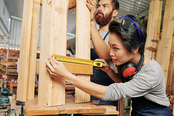 measuring wooden stool